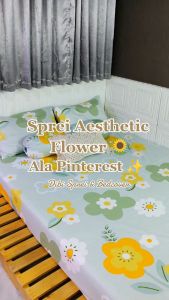 Promo Seprei Motif Bunga Aesthetic Viral Premium Anti Luntur Ukuran King Size 180 x 200 120 x 200 | Seprei 160x200 Lembut Murah Free Sarban dan Sargul Seprei Bunga Terbaru Viral Kekinian 3D Termurah