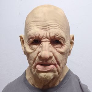 Old Man Latex หน้ากาก Bald Man หน้ากากเต็มหน้าฮาโลวีนคอสเพลย์ปาร์ตี้ Masquerade Props สมจริงริ้วรอย Old Man ฝาครอบ
