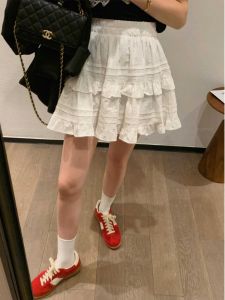 Váy Chữ a Cạp Cao Màu Trắng Cho Nữ Mùa Hè Mới Cỡ Lớn Váy Ngắn Chữ a Cạp Chun Thon Gọn Váy Nửa Thân