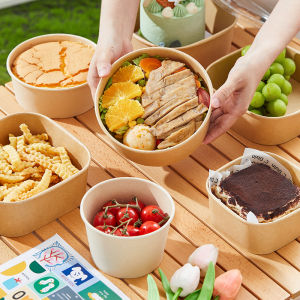 Kraft Paper Food Packaging Box Disposable Paper Bowl Lunch Box Picnic Box Salad Bowl Takeaway Fast Food Box Fruit Box