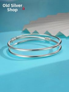 WU YUE JEWELRY | Pure Silver 9999 Design Bangle Female Smooth & Woven