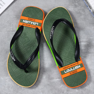 Comfortable Mens Summer Outdoor Wear Anti-Slip Wear-Resistant Slippers Casual Versatile Flat Heel Color Block Rubber Sole