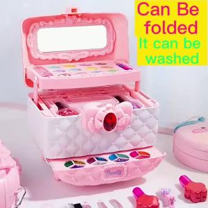 LJKids Makeup Toy Kit for Girls Washable Makeup Set Toy with Real Cosmetic Case for Little Girl Pretend Play Makeup Beauty Set B