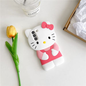 Cute 3D Hello Kittty Phone Case For Samsung Galaxy S25 S24 S23 S22 Ultra Plus S20 S21 S23 FE A54 A55 A36 A16 Soft Silicone Cover