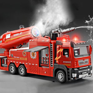 1:32 Alloy Model Toy Spray Fire Engine Cars Metal Diecast Water Spray Engineering Vehicle Doors Opened Sound Light Boys Gifts