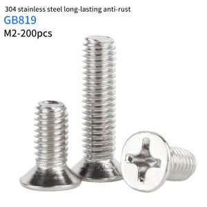 Cross Countersunk Machine Screws 304 Stainless Steel Extra Long Flat Head Fasteners M2 Household Furniture Equipment Hardware