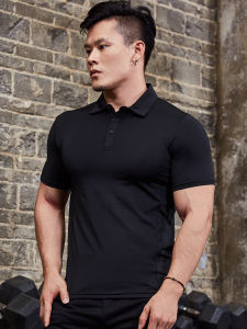 Quick Dry Sport Polo Shirt American Collar Fitness Short Sleeve Men Swimming Personal Trainer Workwear Breathable Moisture Wicking