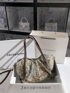 Jacoponnus Winter Large Capacity Womens Basket Bag Commuter Single Shoulder Bag Casual Tote Bag Soft Leather Handbag