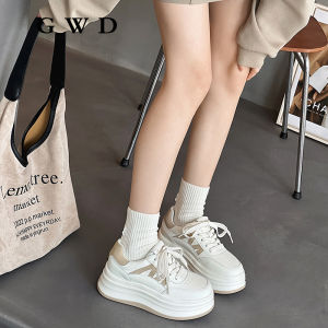 Womens Thick Bottom High Top Sneakers Spring 2025 New Style Casual Fashion Leather Sports Shoes Increased Height Inner Design