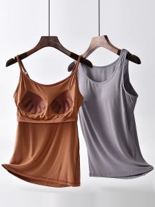 DIVVA Tank Top Wireless Padded Lingerie Push Up Seamless Padded Vest Crop Top Tee Camisole Built in Bra Sleep