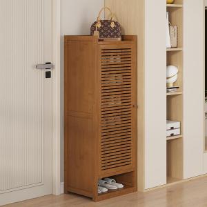 Small Home Entrance Hallway Shoe Rack Single Belt Doorway Storage Multi-layer Bamboo Material Art Style for Sports Shoes
