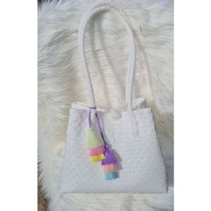 READY - Tas Jali Anyaman Premium Uk M - Free Rainbow/Syal - Motif Polos