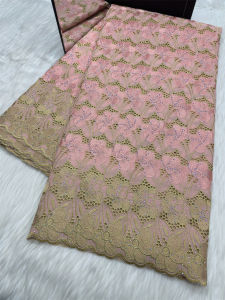 2026 New African Swiss Voile Dry Cotton Lace Fabric 5 Yards Nigerian Embroidery Lace Fabric With Stones For Women Party D M352-1