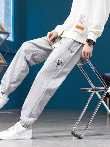กางเกงขายาวทรงสลิมฟิตสำหรับผู้ชาย วัยรุ่น สไตล์ฤดูใบไม้ผลิและฤดูใบไม้ร่วง กางเกงขายาวลำลองสำหรับนักเรียนมัธยมปลาย กางเกงขายาวทรงกีฬาแบบลำลองสำหรับเด็กโตวัย 15 ปี