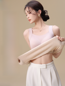 MiiOW | Warm Wool Silk One-Piece Vest Strap Women Autumn Winter No Sleeve Top Bra-Free Base Layer With Chest Pad Fashionable Simple Style