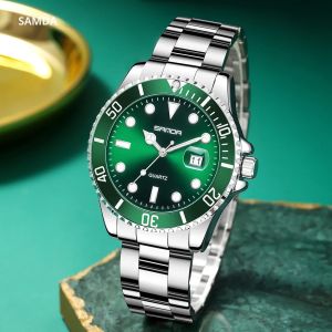 แฟชั่น SANDA 1099 หรูหราห้าบาทแถบเหล็กผู้ชายนาฬิกาควอตซ์กันน้ํา Night Light ปฏิทินธุรกิจผู้ชายนาฬิกาควอตซ์