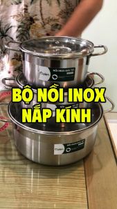 Bộ 3 nồi inox đáy Từ GALEN Sử Dụng Được Cả Mọi Loại Bếp Chất Liệu Inox Không Gỉ Sáng Bóng Bền Đẹp