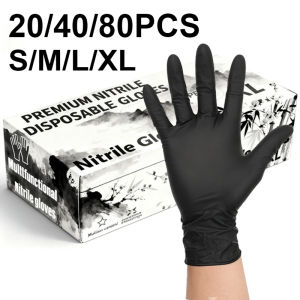 20/40/80PCS Disposable Black Nitrile Gloves Bedroom Cleaning Nitrile Gloves Suitable Pet Cleaning Hairdressing Tattoo Tool