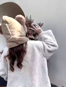 Khăn mũ lông trùm đầu Mũ Nữ kèm gấu đút tay siêu mềm mịn phụ kiện thời trang hàn quốc Mùa Thu Đông Mũ Nữ Ấm Khăn Găng Tay