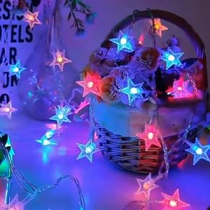 LED Solar Curtain Star Light String Christmas Decorations Colored Lights In The Bedroom Courtyard Flashing Hanging Lamp