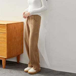 กางเกงขายาวทรงตรงเอวสูงทรงหลวมสไตล์เกาหลีสำหรับผู้หญิง ฤดูใบไม้ผลิและฤดูใบไม้ร่วง กางเกงขายาวทรงหลวมแบบลำลอง