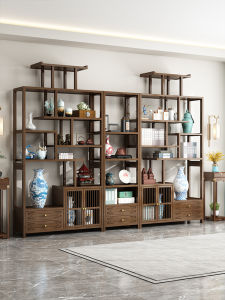 Antique Shelf New Chinese Tea Display Cabinet Tea Room Tea Cabinet Modern Minimalist Duobao Pavilion Decoration Shelf