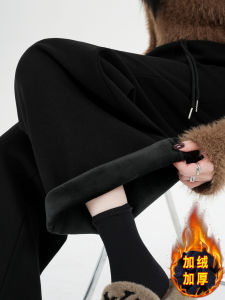 Thickened Fleece High Waist Wide Leg Pants Womens Winter New Style Casual Long Trousers Draping Floor-Length Sweatpants