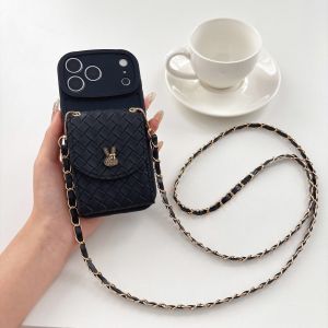 szhaiyu | Crossbody Weave Leather Card Holder Wallet Phone Case for IPhone 17 Air 18 17 16 15 14 Plus 13 12 11 Pro Max Protection Cover