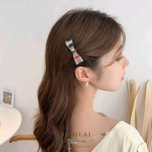 กิ๊บติดผมลายผีเสื้อสไตล์ย้อนยุคสำหรับผู้หญิง กิ๊บติดผมทรงปากเป็ด ทรงหางนกแก้ว ขนาดเล็ก ตกแต่งด้วยลายสก็อต สไตล์เกาหลี