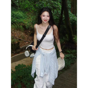 chaqi | เสื้อกั๊กแขนกุดแฟชั่นฤดูร้อน 2025 สำหรับผู้หญิง เสื้อชั้นในทรงเข้ารูปดีไซน์เก๋ไก๋ ลำลอง สีพื้น คอตั้ง แขนกุด