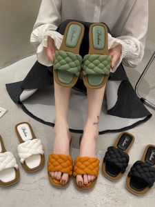 Gingham Summer New Arrival Home Sandals Non Slip Platform Slippers Female Flat Flip-Flops Beach Outdoor Sandals Female