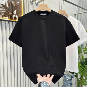 Cool Feeling Zipper Design Short Sleeve Mens T-Shirt Shoulder Width Enhancement Summer Fashionable Casual Cotton Blend Tee