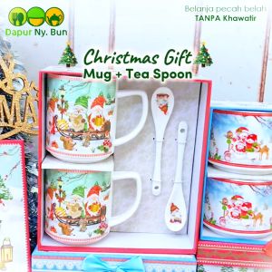 Christmas Gift Mug & Teaspoon Set / Paket Hadiah Natal 2 Mug & 2 Sendok Teh