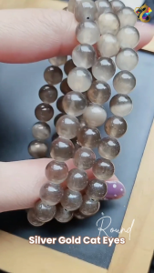 Collection Grade Silver Gold Cat Eyes Selenite Bracelet