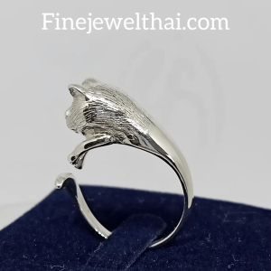 Finejewelthai-แหวนเกลี้ยง-เงินแท้-แหวนน้องแมว-ทาสแมว-R138300