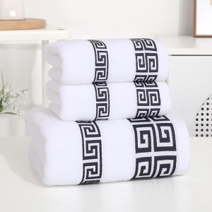 3pcs White Cotton Bathrrom Towels Sets 2pcs Hand Face Towel 34X74cm and Oversized Bath Towel 70x140cm Gift Shower Towels Set