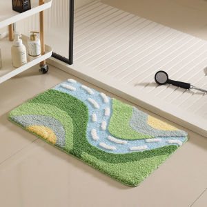 VIKAMA Rainbow River Bathroom Mat Quick-Drying Non-Slip Mat Colorful Abstract Art Pattern Shower Doorway Bathroom Dry Area Mat