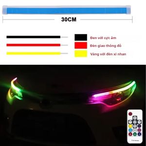 Dải Đèn LED RGB DRL Có Điều Khiển Từ Xa 30/45/60cm Nhiều Màu Sắc Xi Nhan Đèn Chạy Ban Ngày Đèn Trang Trí Đèn Pha Ô Tô