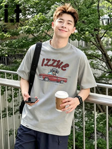 izzue | American Retro Cartoon Print Short Sleeve T-Shirt Loose Casual Comfort Round Neck