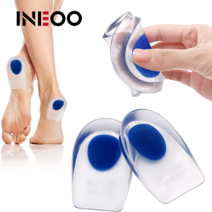 INEOO 1Pair Silicone Heel Cup Pads Gel Heel Cups Plantar Fasciitis Inserts Silica Gel Cushion Pad