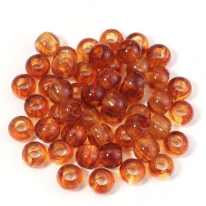 10-200pcs 8/10/12/14/16/18/20mm Amber Color Round Beads Big Hole Loose Spacer Acrylic Bead For DIY Charms Bracelet Necklace Deco