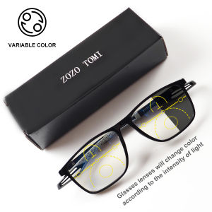 Progressive Multi-Focus Reading Glasses Photochromic Anti-Blue Light Tr90 Tough Frame Suitable for Men and Women +100-+400