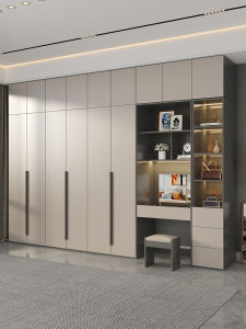 Wardrobe Minimalist Modern Wooden Economical Bedroom and Household Cabinet Four Six Five Door Combination Accessible Luxury Overall Wardrobe