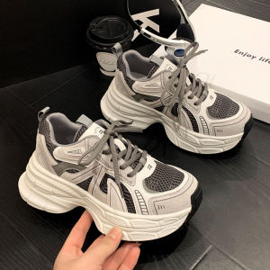 Womens Sporty Casual Shoes Thick Bottom Heightening Gray Color Small Size Increasing Spring New Style Fashionable Leisure Footwear