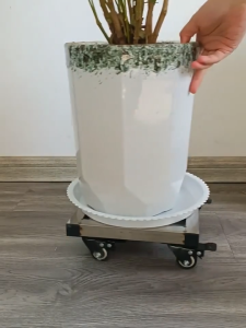 BMZAR Kitchen Stainless Steel Base with Wheels Furniture Moving Equipment Mobile Water Tank Stand Flower Ppot Moving Rack