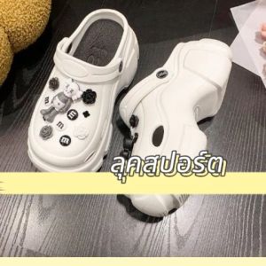 รองเท้าแตะหัวโตสูงใส 3 สี รองเท้าแตะลำลองรัดส้นพื้นหนาสบายดีที่นักมีตัวการ์ตูน