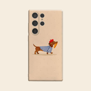 French Dachshund Dot Luxury Fashion Full Lens Protective Case for Samsung Galaxy S26 S25 S24 A56 A36 Plus Ultra