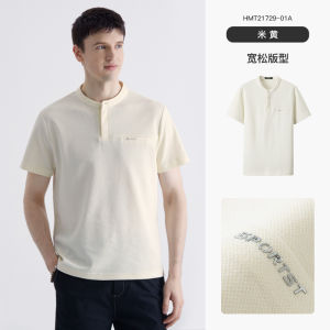Mens Short Sleeve T-Shirt Slim Fit round Neck Summer Fashion Casual Shirt Thin Button Half Open Cuff Standard Youth Basic Style