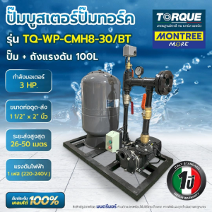 (ชุด) ปั๊มบูทเตอร์ปั๊ม 2สาย 1 1/2" TORQUE TQ-WP-CMH8-30 (ปั๊ม1ตัว) + ถัง 100 L  จำหน่ายโดย MontreeMore
