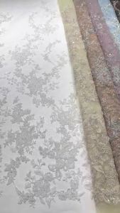African Handmade Heavy Beads Tulle Lace Fabric 2026 High Quality French Luxury Beaded Lace Fabric For Bridal Wedding Dress Sew